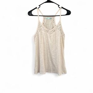 Maurices Cream lace tank top with beaded details Size M #festival #summer